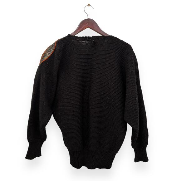 VTG Feather Embellished Embroidered Sweater Size Med - Picture 2 of 5